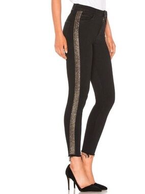 Mother High Waisted Looker Ankle Fray Jeans Guilty Flask Beads Size 28 pants